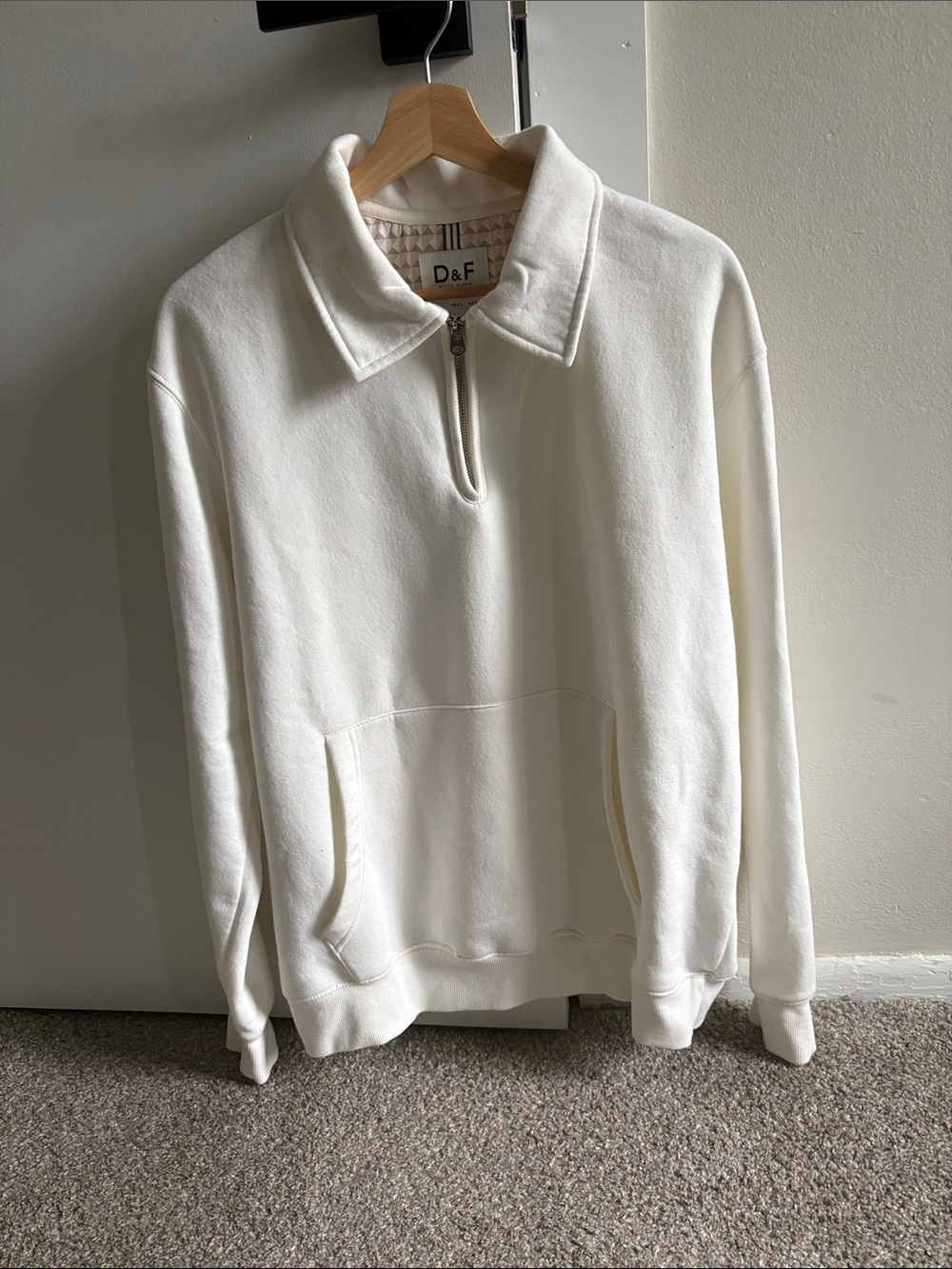 Men's Cream Half-Zip Collar Sweater